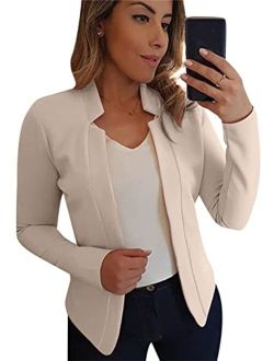 YMING Womens Open Front Work Blazer Casual Long Sleeve Office Jacket Solid Color Short Cardigans