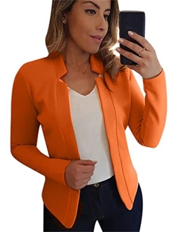 YMING Womens Open Front Work Blazer Casual Long Sleeve Office Jacket Solid Color Short Cardigans