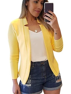 YMING Womens Open Front Work Blazer Casual Long Sleeve Office Jacket Solid Color Short Cardigans