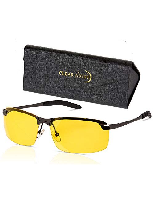 Clear Night Night Driving Glasses Anti Glare Polarized With Stylish Case - Night Vision Glasses - Tac Glasses - Night Glasses for Driving - Nighttime Glasses