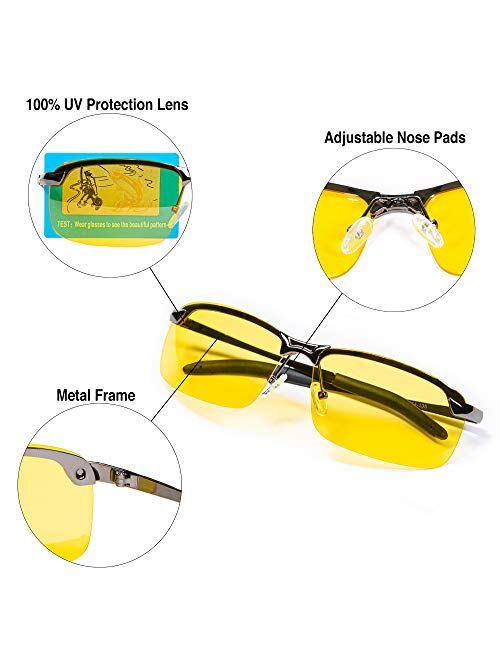 Clear Night Night Driving Glasses Anti Glare Polarized With Stylish Case - Night Vision Glasses - Tac Glasses - Night Glasses for Driving - Nighttime Glasses