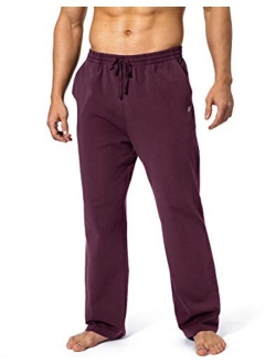 Pudolla Men's Cotton Yoga Sweatpants Athletic Lounge Pants Open Bottom Casual Jersey Pants for Men with Pockets