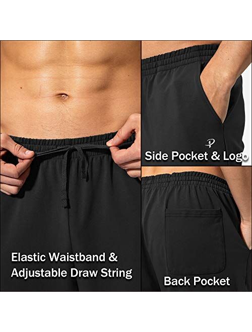 Pudolla Men's Cotton Yoga Sweatpants Athletic Lounge Pants Open Bottom Casual Jersey Pants for Men with Pockets