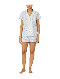 LAUREN RALPH LAUREN Short Sleeve Notch Collar Boxer PJ Set