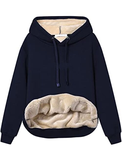 Yeokou Women's Winter Hoodies Pullover Sherpa Fleece Warm Heavyweight Sweatshirt