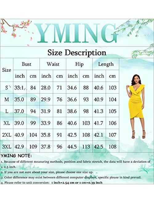 YMING Women’s Ruffle V-Neck Sleeveless Cocktail Evening Party Falbala Bodycon Dress