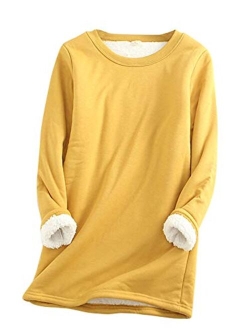 Flygo Women's Winter Warm Sherpa Lined Fleece Sweatshirt Pullover Loungewear