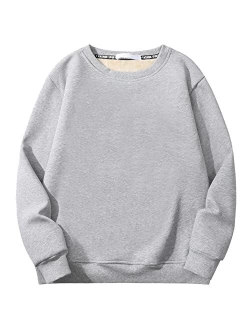 Flygo Women's Warm Sherpa Lined Crewneck Fleece Sweatshirt Pullover Tops