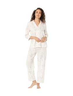 LAUREN RALPH LAUREN Petite Cotton 3/4 Sleeve Notch Collar PJ Set