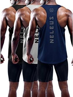 Neleus Men's 3 Pack Dry Fit Y-Back Muscle Tank Top