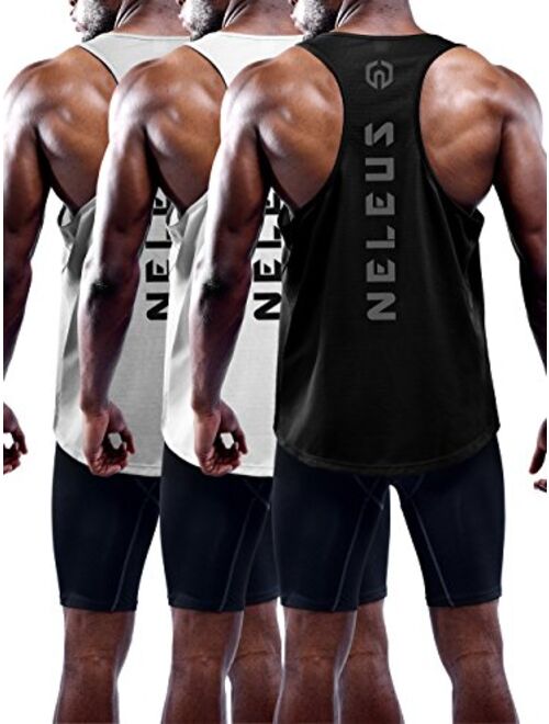 Neleus Men's 3 Pack Dry Fit Y-Back Muscle Tank Top