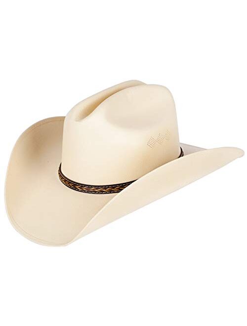 Queue Essentials Western Style Pinch Front Straw Canvas Cowboy Cowgirl Straw Hat