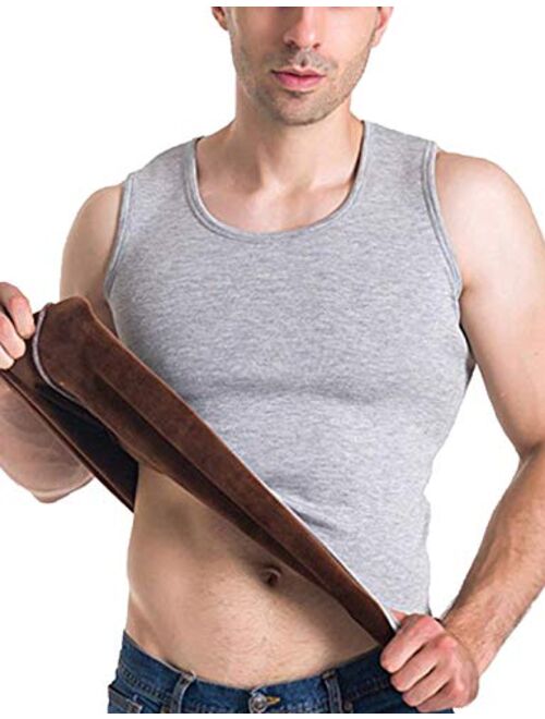 Flygo Men's Winter Warm Thermal Tank Top Fleece Lined Underwear Vest