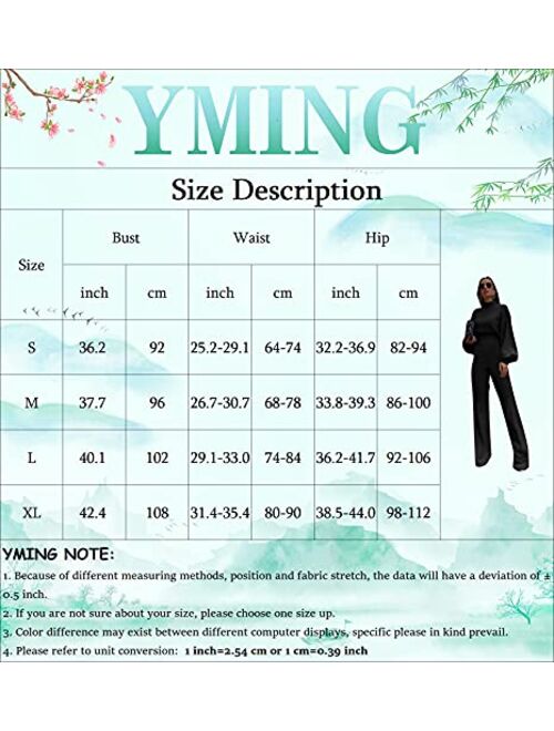 YMING Womens Backless Mock Neck Jumpsuits Long Sleeve Solid Color One Piece Romper