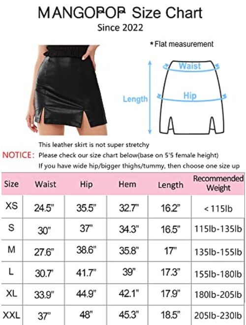 MANGOPOP Women's Basic High Waist Faux Leather Bodycon Mini Pencil Skirt