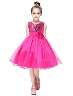 YMING Girls Flower Princess Tutu Party Dress Wedding Pageant Ball Gown