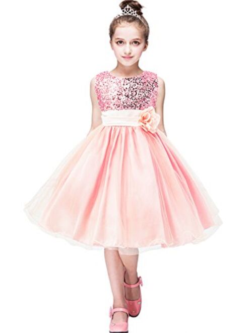 YMING Girls Flower Princess Tutu Party Dress Wedding Pageant Ball Gown