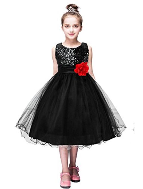 YMING Girls Flower Princess Tutu Party Dress Wedding Pageant Ball Gown