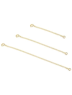 Sllaiss 3 Pieces 925 Sterling Silver Pendant Necklace Bracelet Anklet Chain Extenders for Necklace 14K Gold Plated Rose Gold Plated 2" 3" 4"