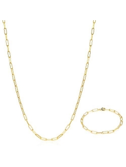 BOUTIQUELOVIN 14K Gold Dainty Paperclip Link Chain Necklace for Women Girls