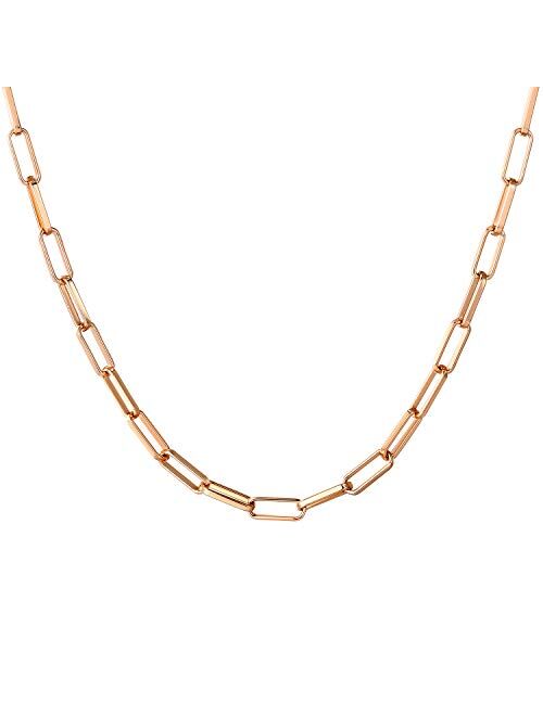 BOUTIQUELOVIN 14K Gold Dainty Paperclip Link Chain Necklace for Women Girls