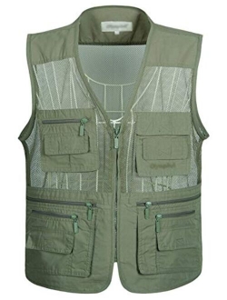 Flygo Mens Summer Outdoor Work Safari Fishing Travel Photo Vest with Pockets