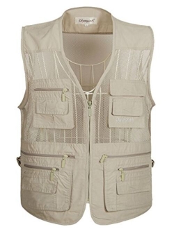 Flygo Mens Summer Outdoor Work Safari Fishing Travel Photo Vest with Pockets