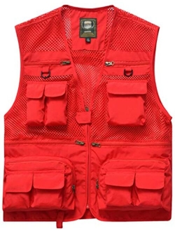 Flygo Mens Summer Outdoor Work Safari Fishing Travel Photo Vest with Pockets