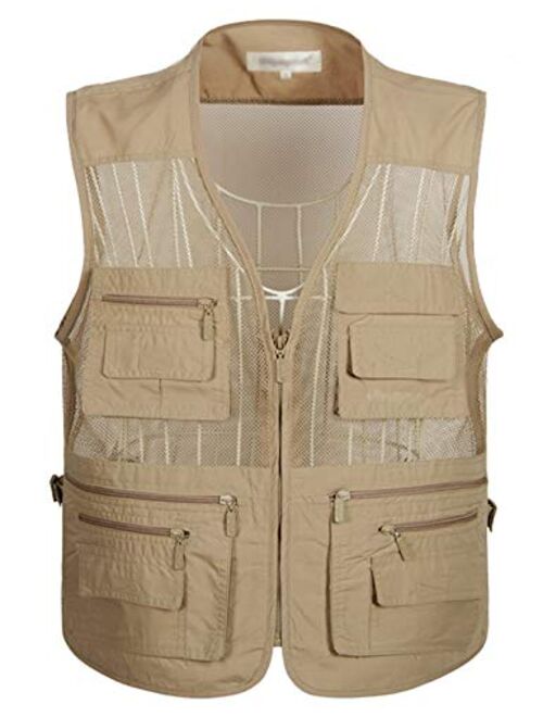 Flygo Mens Summer Outdoor Work Safari Fishing Travel Photo Vest with Pockets