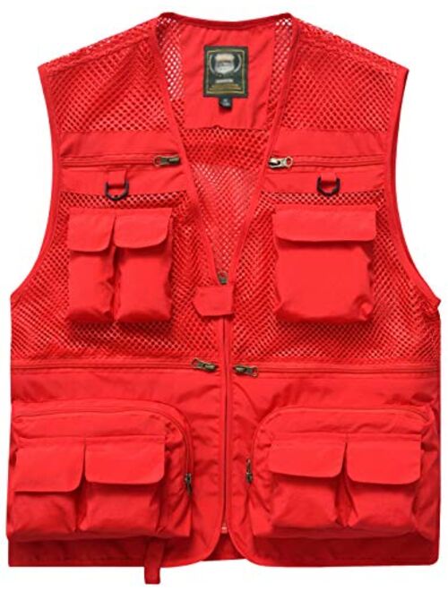 Flygo Mens Summer Outdoor Work Safari Fishing Travel Photo Vest with Pockets