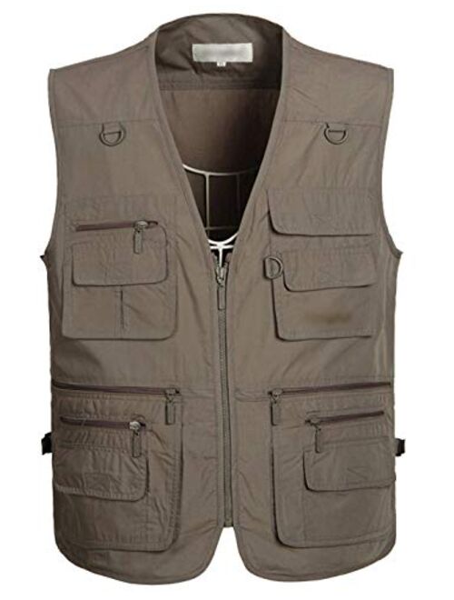 Flygo Mens Summer Outdoor Work Safari Fishing Travel Photo Vest with Pockets