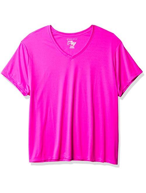 Just My Size Women's Plus-Size Cool DRI Short Sleeve V-Neck Tee