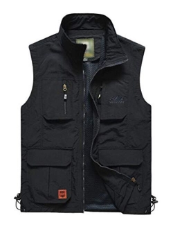 Flygo Men's Lightweight Outdoor Travel Work Fishing Vest With Multi-Pockets