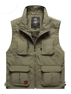 Flygo Men's Lightweight Outdoor Travel Work Fishing Vest With Multi-Pockets