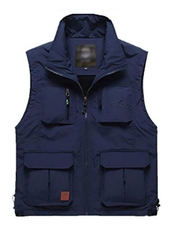 Flygo Men's Lightweight Outdoor Travel Work Fishing Vest With Multi-Pockets