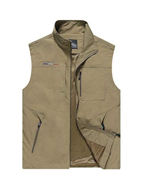 Flygo Men's Lightweight Outdoor Travel Work Fishing Vest With Multi-Pockets