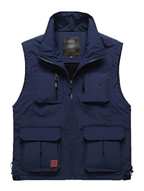 Flygo Men's Lightweight Outdoor Travel Work Fishing Vest With Multi-Pockets