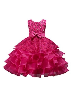 YMING Flower Girl Rhinestone Tulle Formal Dress Pageant Princess Party Wedding Bridesmaid Evening Gown