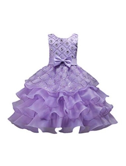 YMING Flower Girl Rhinestone Tulle Formal Dress Pageant Princess Party Wedding Bridesmaid Evening Gown