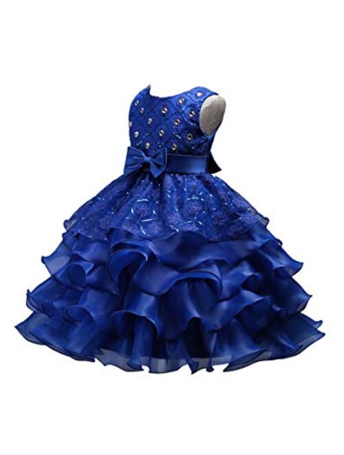 YMING Flower Girl Rhinestone Tulle Formal Dress Pageant Princess Party Wedding Bridesmaid Evening Gown