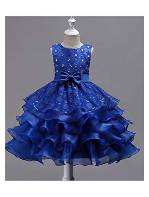 YMING Flower Girl Rhinestone Tulle Formal Dress Pageant Princess Party Wedding Bridesmaid Evening Gown