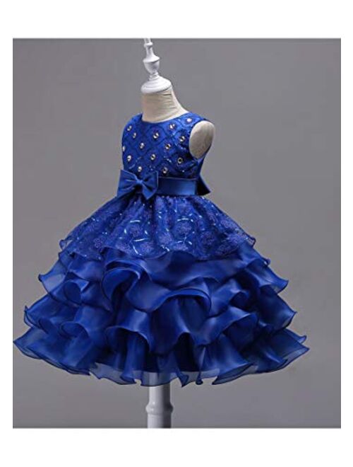 YMING Flower Girl Rhinestone Tulle Formal Dress Pageant Princess Party Wedding Bridesmaid Evening Gown