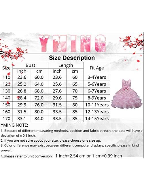 YMING Flower Girl Rhinestone Tulle Formal Dress Pageant Princess Party Wedding Bridesmaid Evening Gown