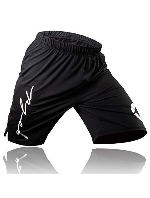 Gold BJJ Jiu Jitsu Shorts - IBJJF Approved No Gi Fight Short - for Grappling, MMA, Wrestling, Muay Thai & Boxing