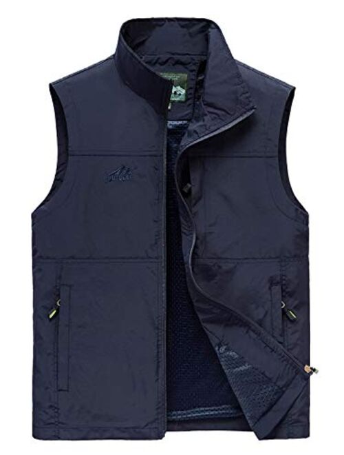 Flygo Men's Casual Lightweight Outdoor Work Safari Travel Fishing Travel Photo Vest Multi Pockets