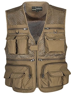 Flygo Mens Outdoor Work Fishing Travel Photo Vest with Multi Pockets