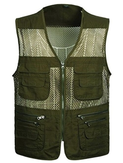 Flygo Mens Outdoor Work Fishing Travel Photo Vest with Multi Pockets