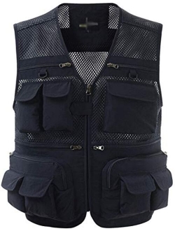 Flygo Mens Outdoor Work Fishing Travel Photo Vest with Multi Pockets