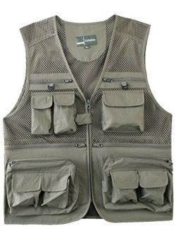 Flygo Mens Outdoor Work Fishing Travel Photo Vest with Multi Pockets