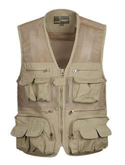 Flygo Mens Outdoor Work Fishing Travel Photo Vest with Multi Pockets